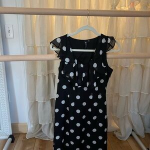 Black Polka Dot Dress with Ruffle Sleeves